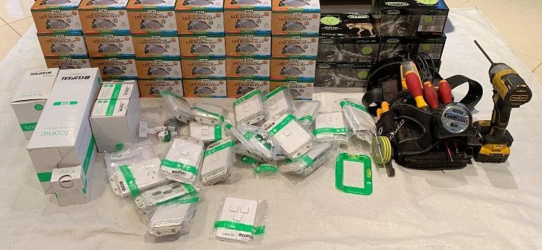 Electrical tools and parts ready to start a job